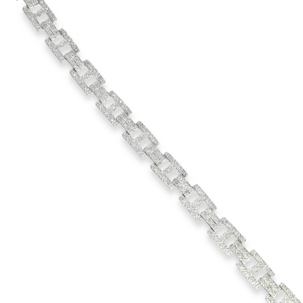 9ct White Gold Diamond Pave Buckle Bracelet - 7.5" - 1.56ct