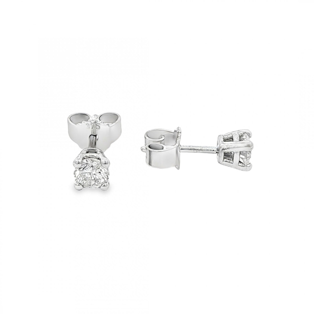 9ct White Gold Diamond Stud Earrings - 4x4mm - 0.50ct