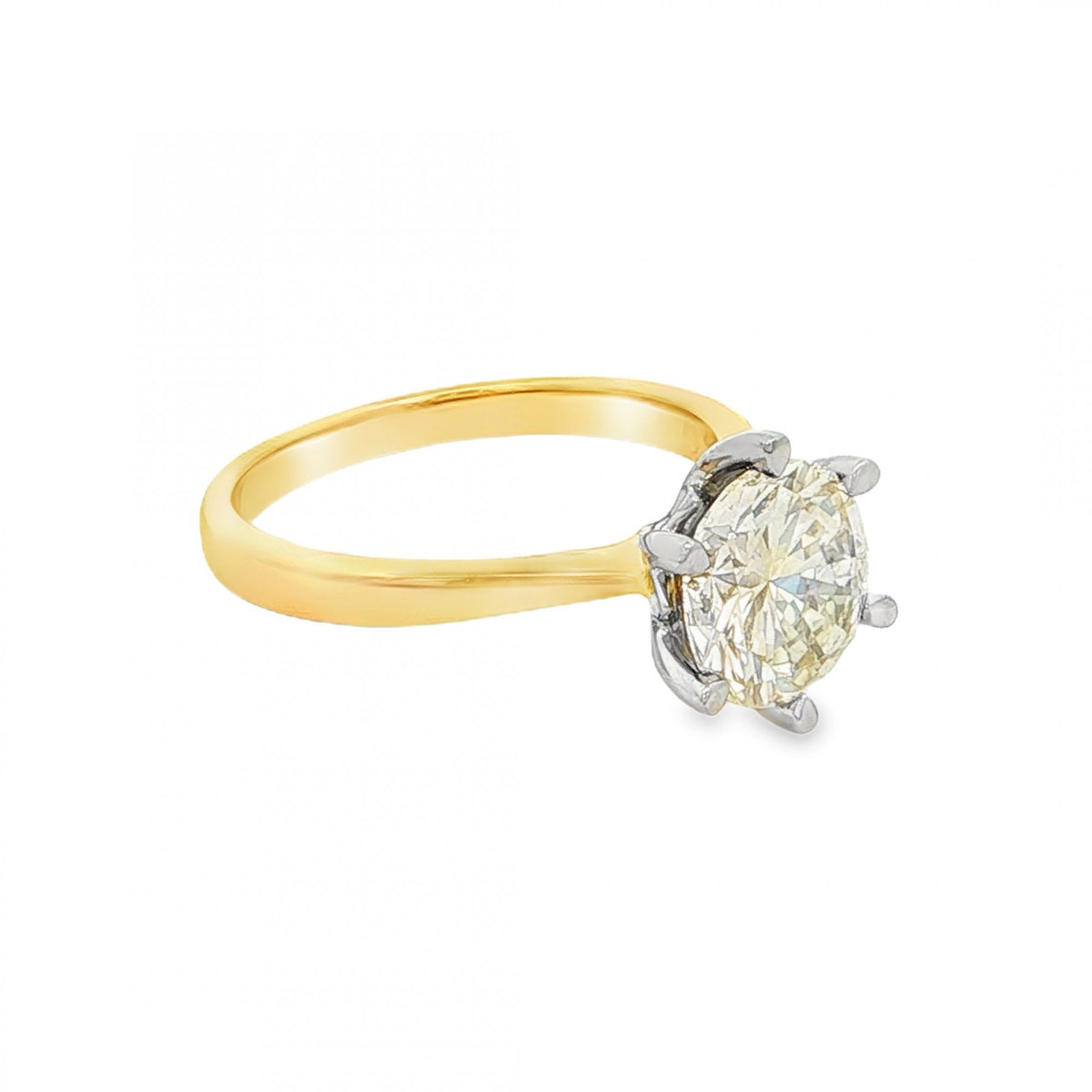 18ct Yellow Gold Certified Diamond Engagement Ring - 2.03ct