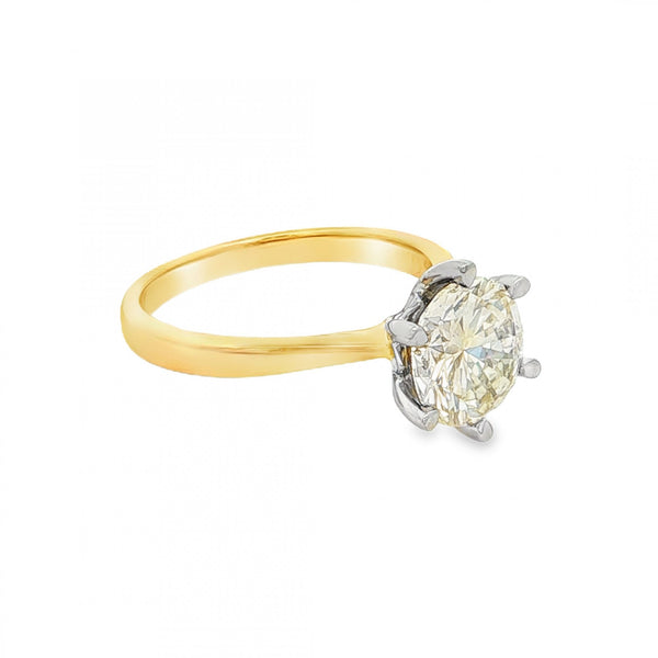 18ct Yellow Gold Certified Diamond Engagement Ring - 2.03ct