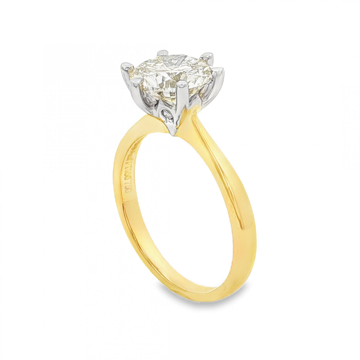 18ct Yellow Gold Certified Diamond Engagement Ring - 2.03ct