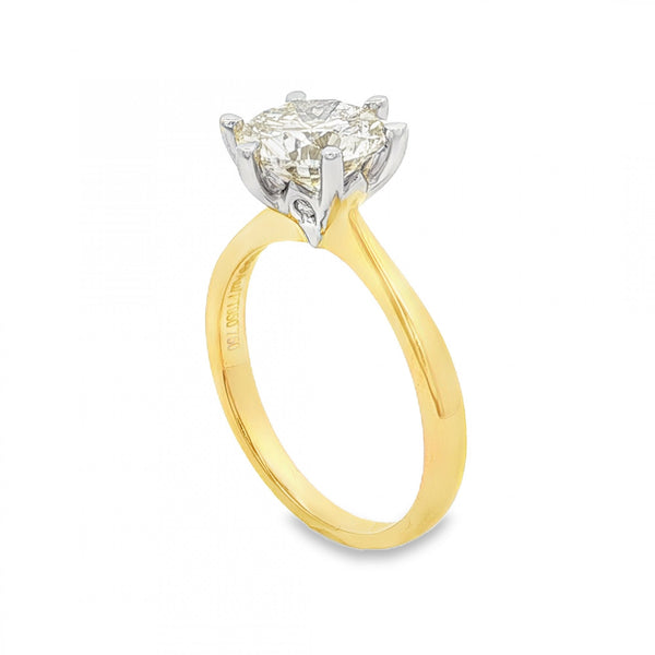 18ct Yellow Gold Certified Diamond Engagement Ring - 2.03ct