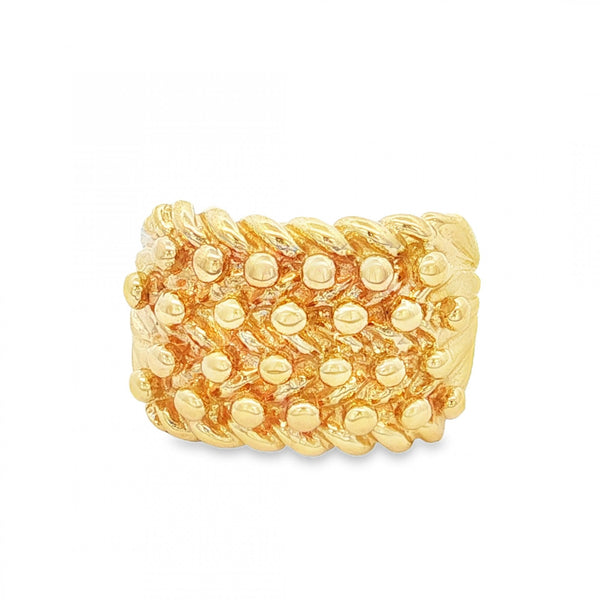 9ct Yellow Gold Shot Signet Ring - Size V - 16mm