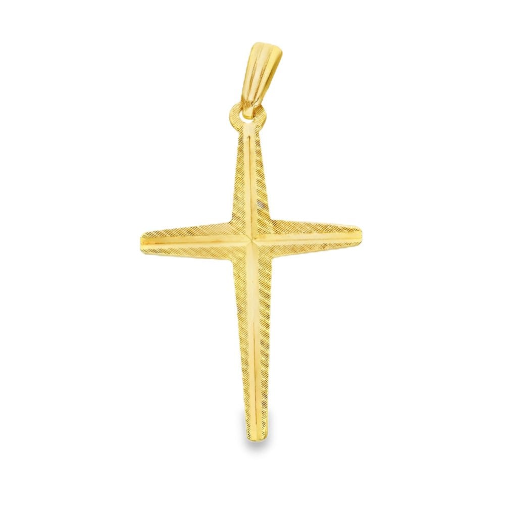 9ct Yellow Gold Graduated Channel Cross Pendant - 21x34mm - 1.6g