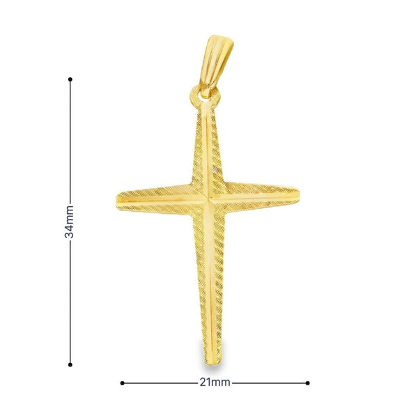 9ct Yellow Gold Graduated Channel Cross Pendant - 21x34mm - 1.6g