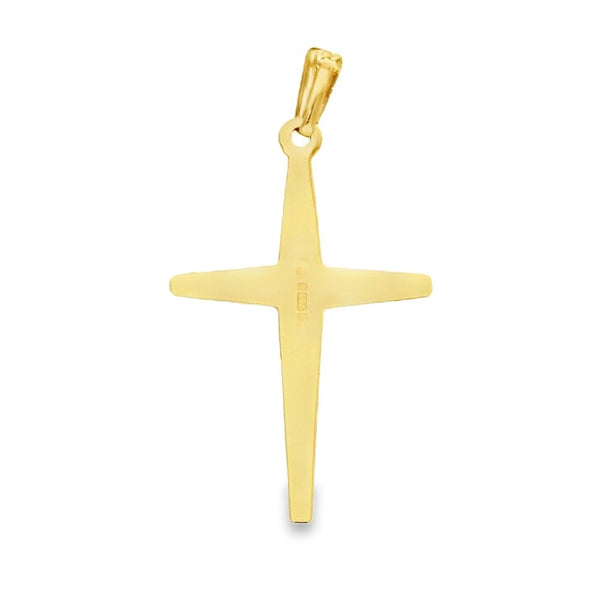 9ct Yellow Gold Graduated Channel Cross Pendant - 21x34mm - 1.6g