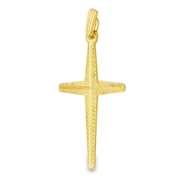 9ct Yellow Gold Graduated Channel Cross Pendant - 21x34mm - 1.6g