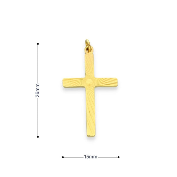 9ct Yellow Gold Swirl-Engraved Cross Pendant - 15x26x1.5mm -1.4g