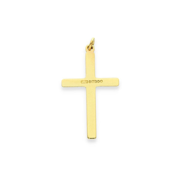 9ct Yellow Gold Swirl-Engraved Cross Pendant - 15x26x1.5mm -1.4g