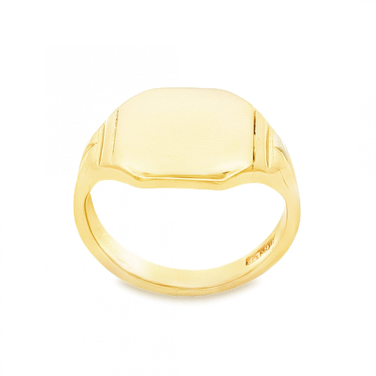 9ct Yellow Gold Octagonal Signet Ring - Size Q - 15mm