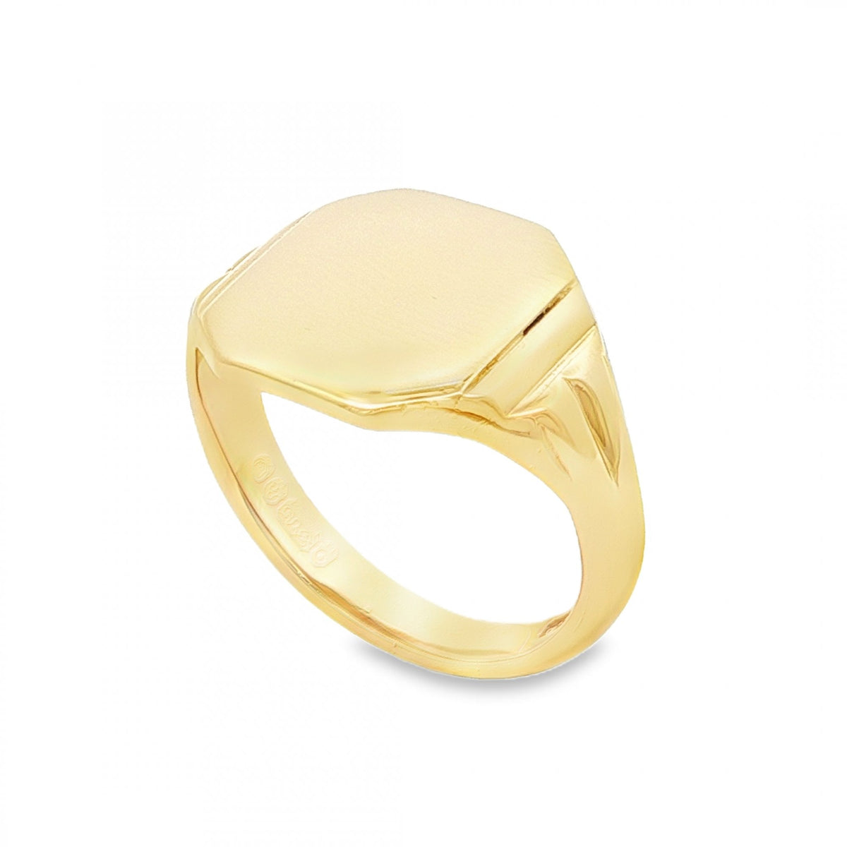 9ct Yellow Gold Octagonal Signet Ring - Size Q - 15mm