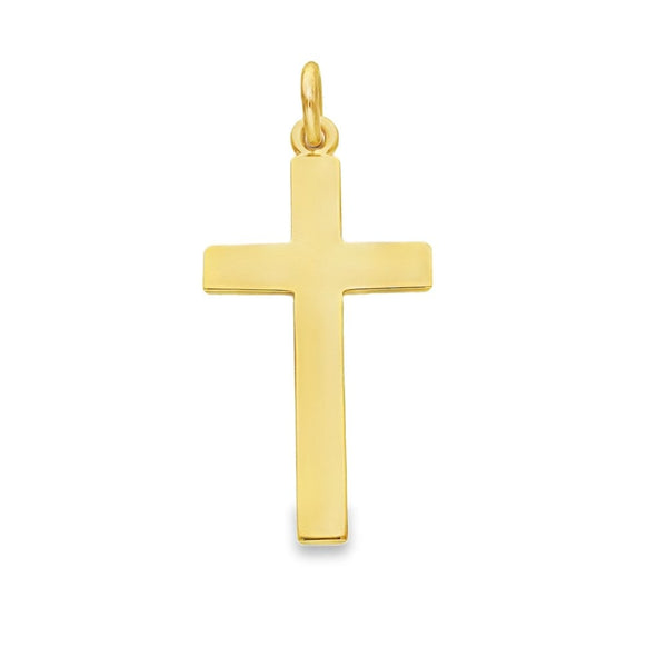 9ct Yellow Gold Plain Block Cross Pendant - 17x32x1.5mm - 2.8g