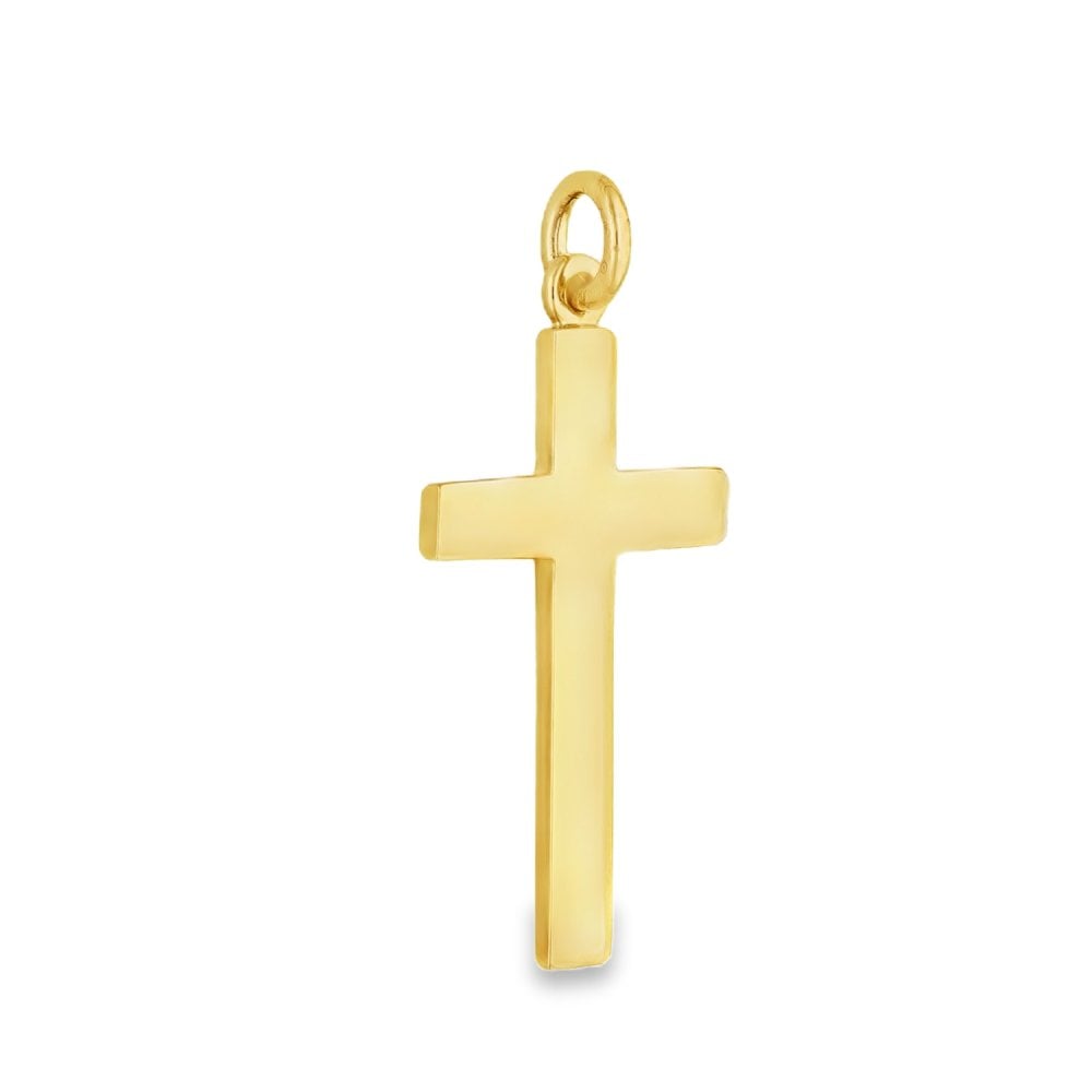 9ct Yellow Gold Plain Block Cross Pendant - 17x32x1.5mm - 2.8g