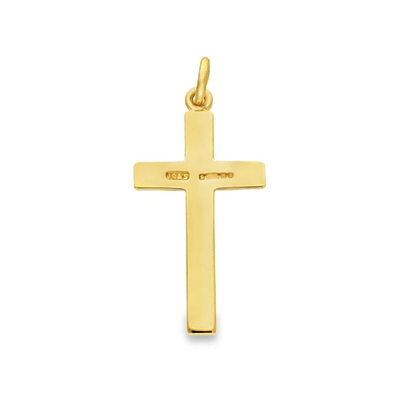 9ct Yellow Gold Plain Block Cross Pendant - 17x32x1.5mm - 2.8g