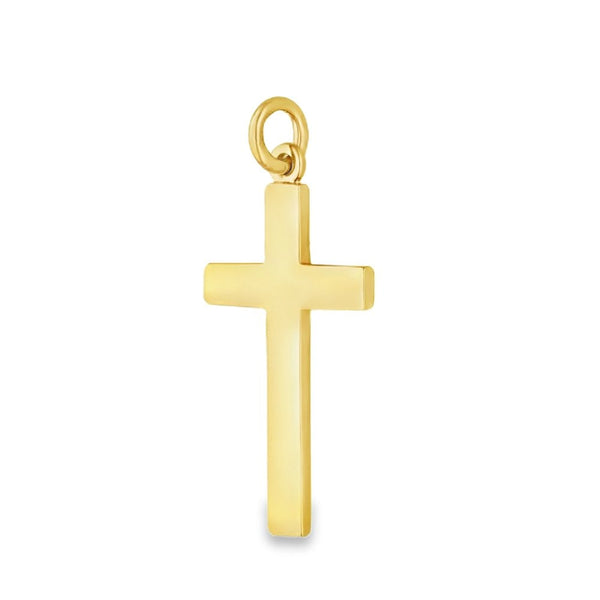 9ct Yellow Gold Plain Block Cross Pendant - 17x32x1.5mm - 2.8g