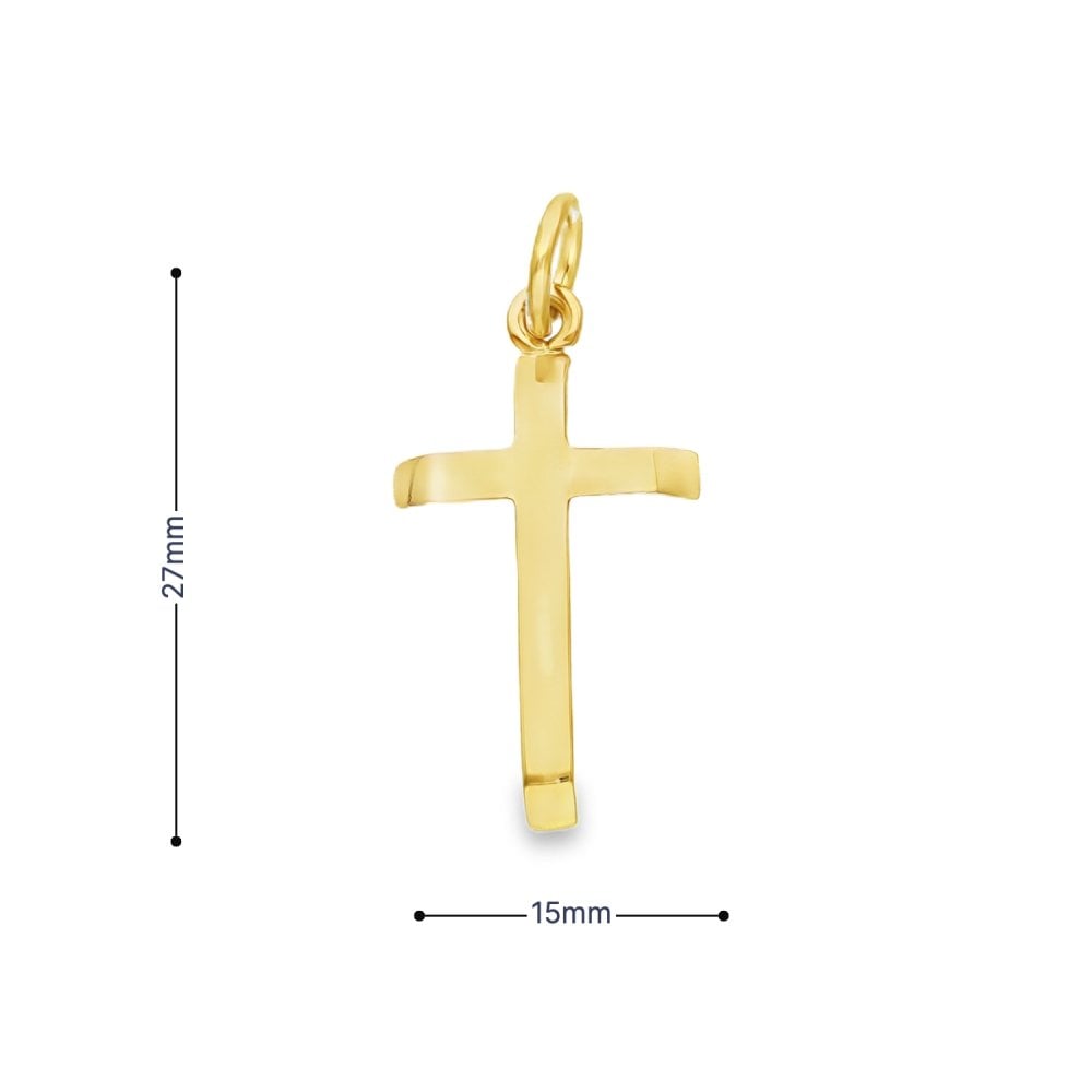 9ct Yellow Gold Tapered Cross Pendant - 15x27x2.5mm - 2.6g
