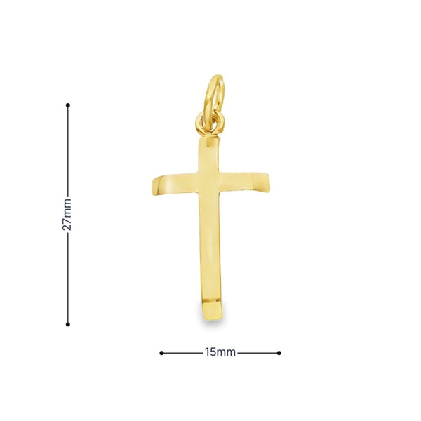 9ct Yellow Gold Tapered Cross Pendant - 15x27x2.5mm - 2.6g