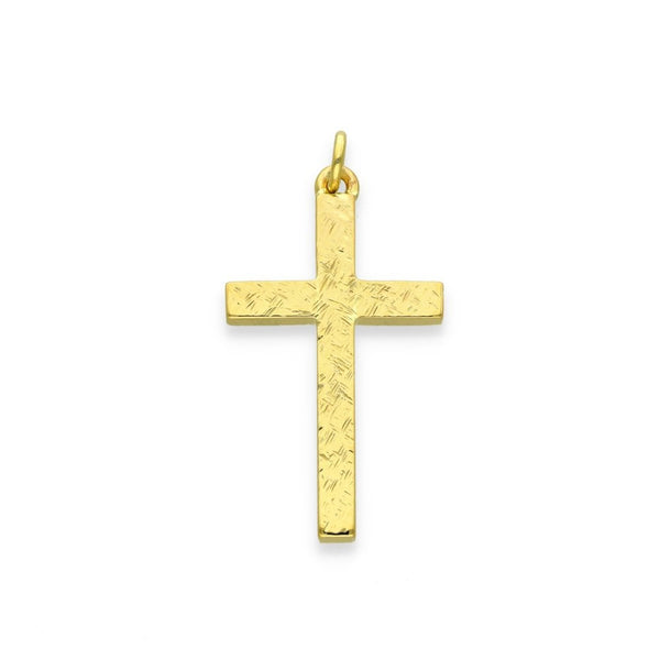 9ct Yellow Gold Crosshatch Cross Pendant - 17x31x3mm - 4.3g
