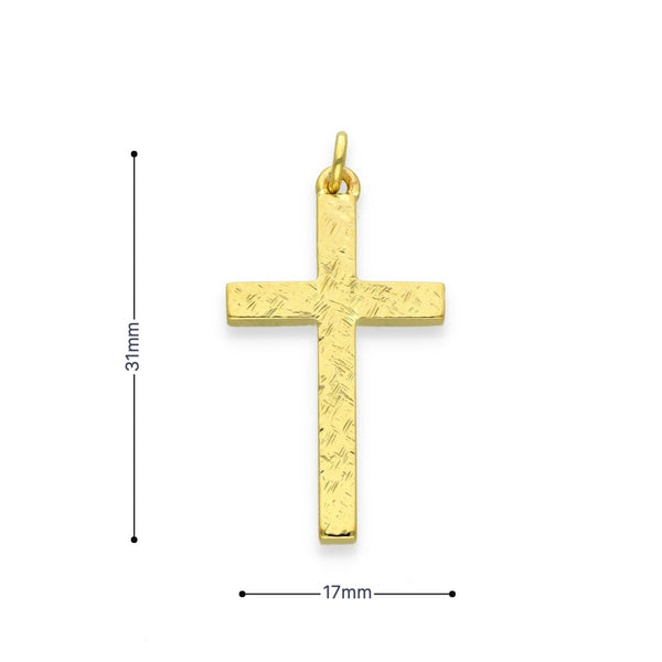 9ct Yellow Gold Crosshatch Cross Pendant - 17x31x3mm - 4.3g