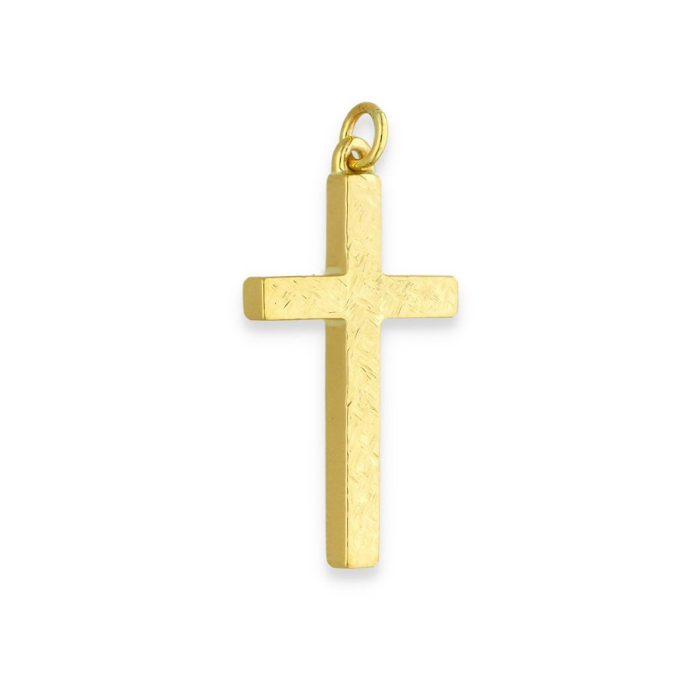 9ct Yellow Gold Crosshatch Cross Pendant - 17x31x3mm - 4.3g
