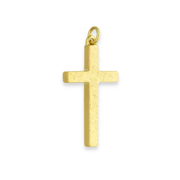 9ct Yellow Gold Crosshatch Cross Pendant - 17x31x3mm - 4.3g