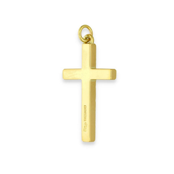 9ct Yellow Gold Crosshatch Cross Pendant - 17x31x3mm - 4.3g