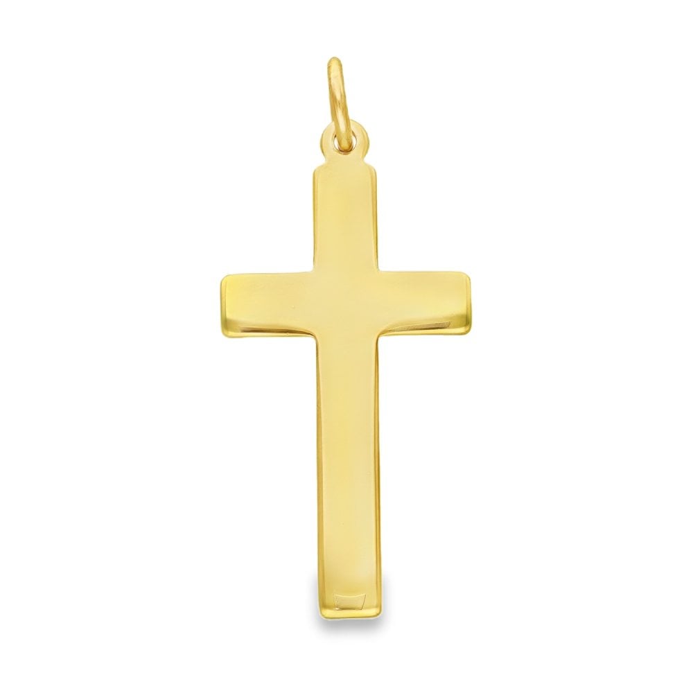 9ct Yellow Gold Plain Block Cross Pendant - 19x38x2mm - 5.9g