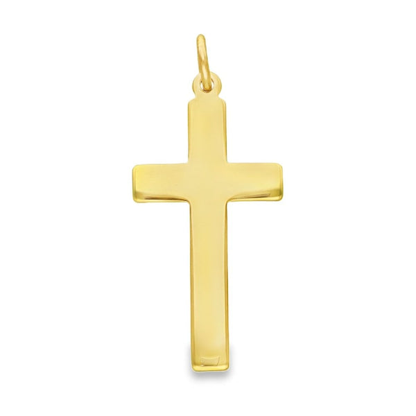 9ct Yellow Gold Plain Block Cross Pendant - 19x38x2mm - 5.9g