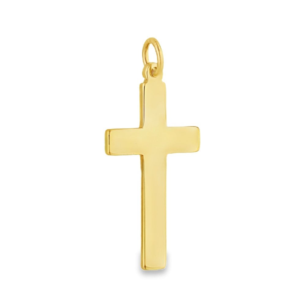 9ct Yellow Gold Plain Block Cross Pendant - 19x38x2mm - 5.9g