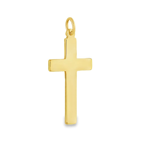 9ct Yellow Gold Plain Block Cross Pendant - 19x38x2mm - 5.9g