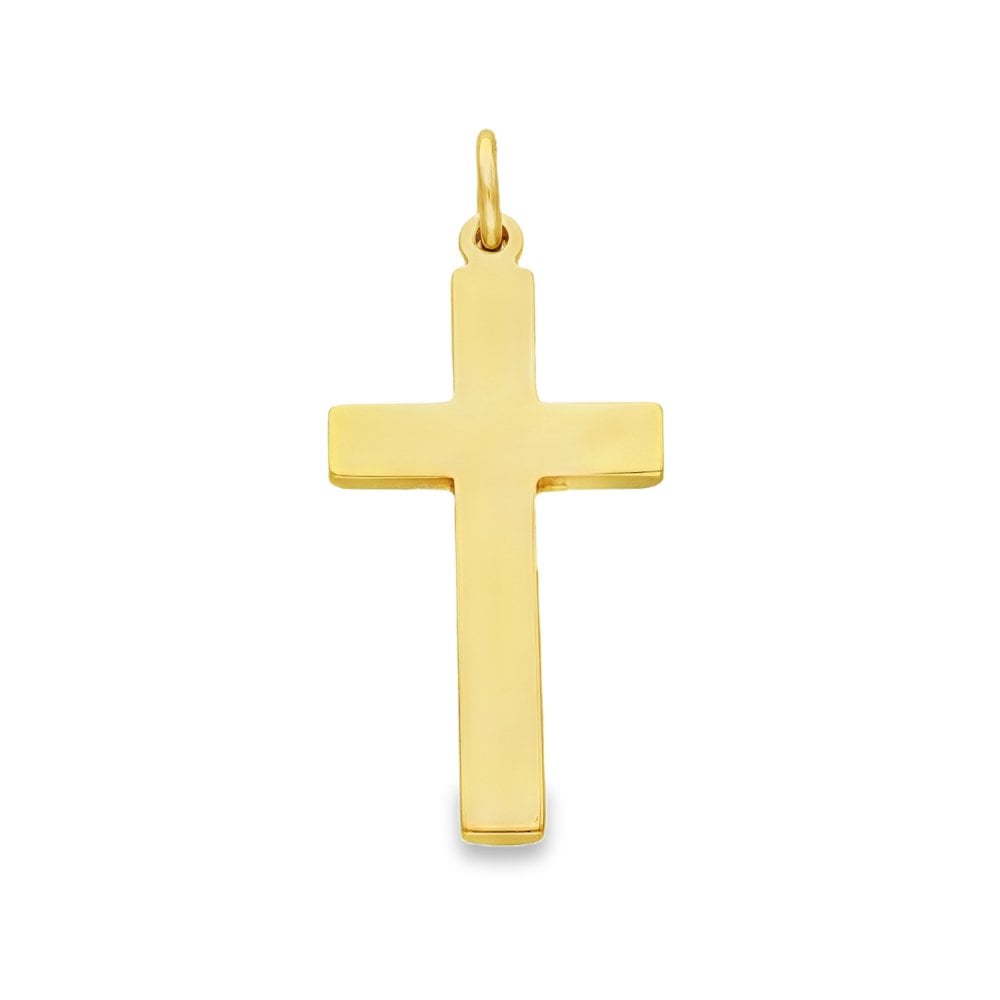9ct Yellow Gold Plain Block Cross Pendant - 19x38x2mm - 5.9g
