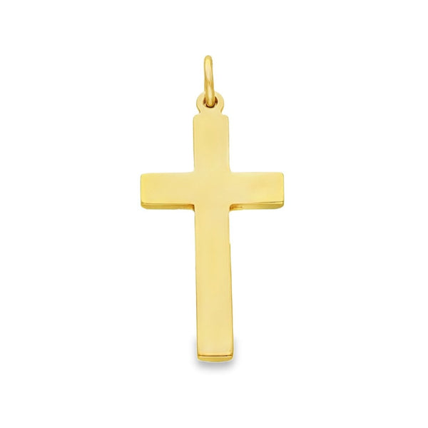 9ct Yellow Gold Plain Block Cross Pendant - 19x38x2mm - 5.9g