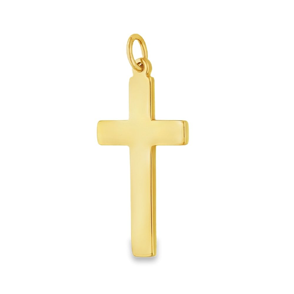 9ct Yellow Gold Plain Block Cross Pendant - 19x38x2mm - 5.9g