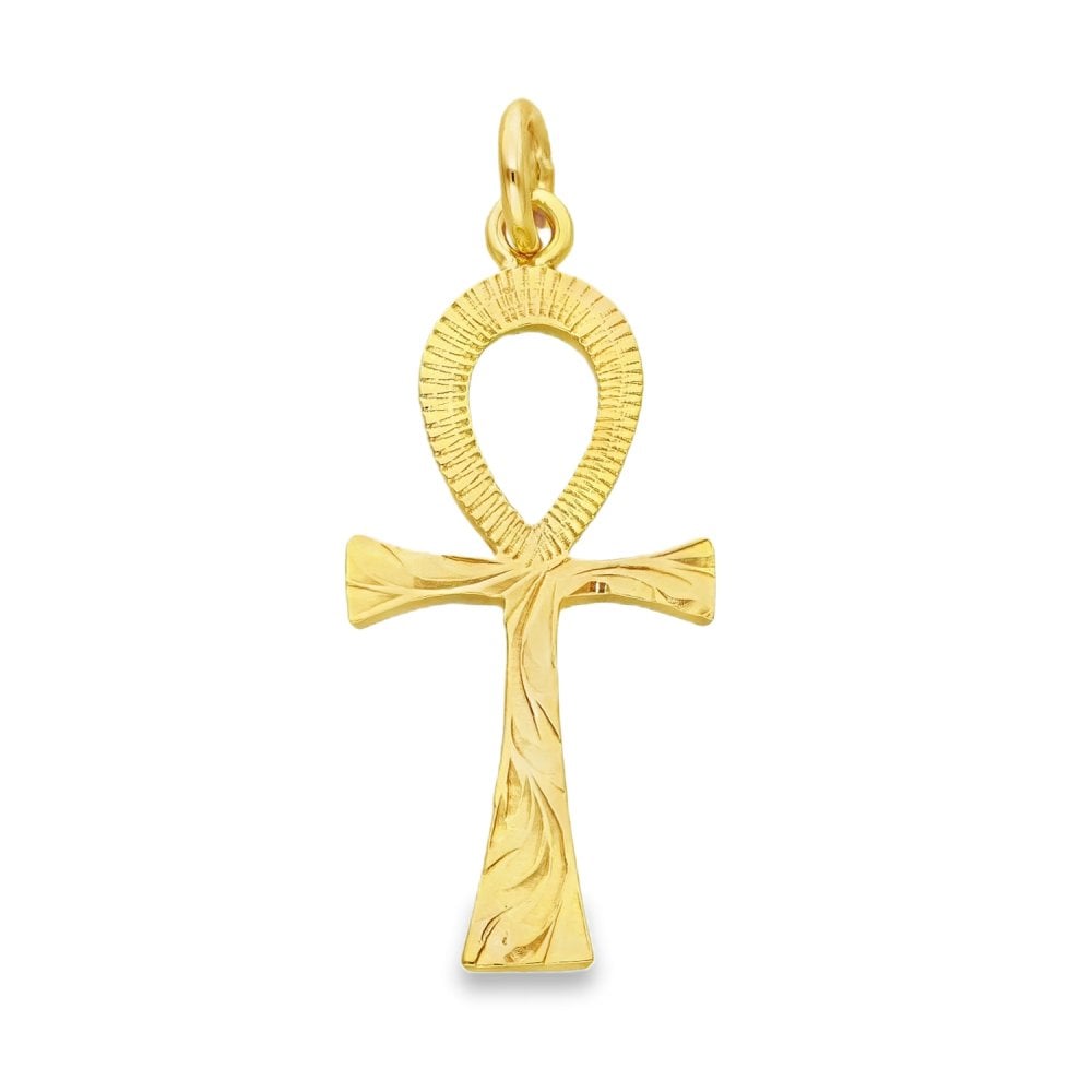 9ct Yellow Gold Ankh Cross Pendant - 16x36x1.5mm - 3.1g