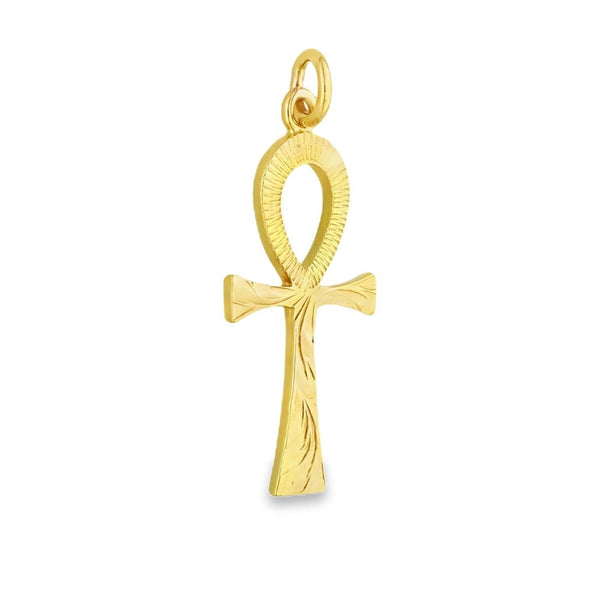 9ct Yellow Gold Ankh Cross Pendant - 16x36x1.5mm - 3.1g