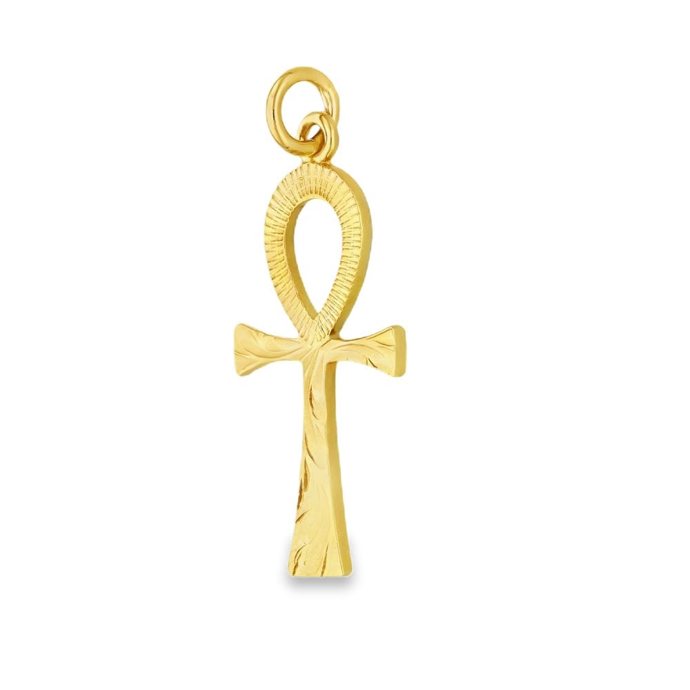 9ct Yellow Gold Ankh Cross Pendant - 16x36x1.5mm - 3.1g