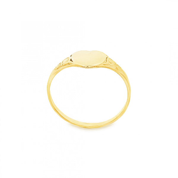 9ct Yellow Gold Heart Signet Ring - Size O½ - 8mm