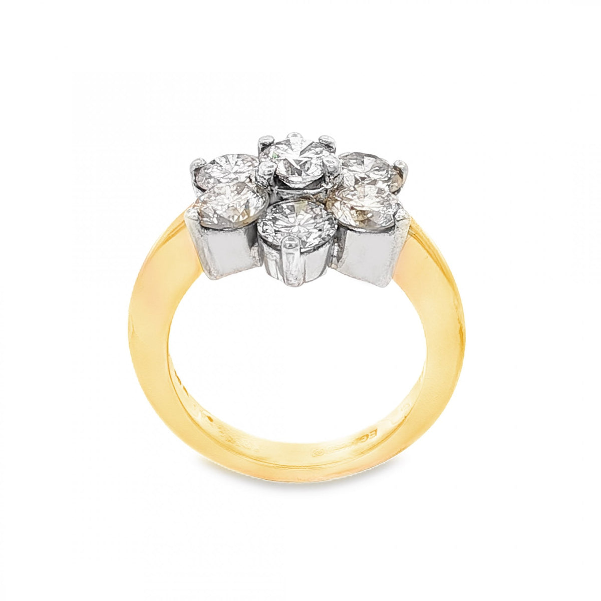 18ct Yellow Gold Diamond Cluster Ring - Size M½ - 3.15ct