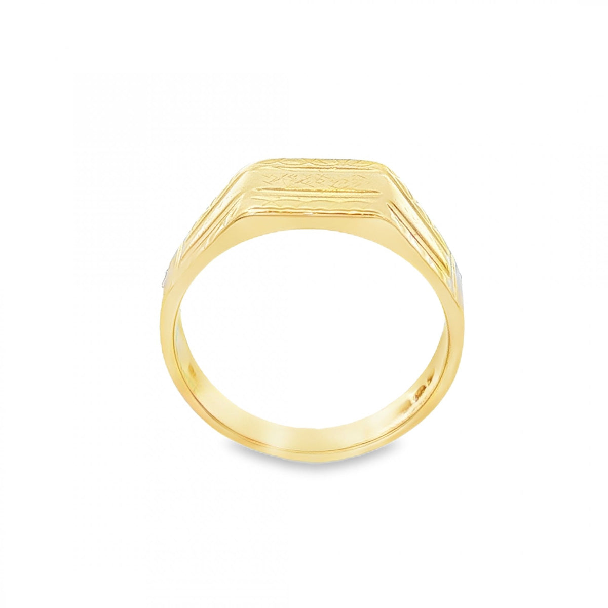 9ct Yellow Gold Rectangular Engraved Signet Ring - Size K½ - 8mm
