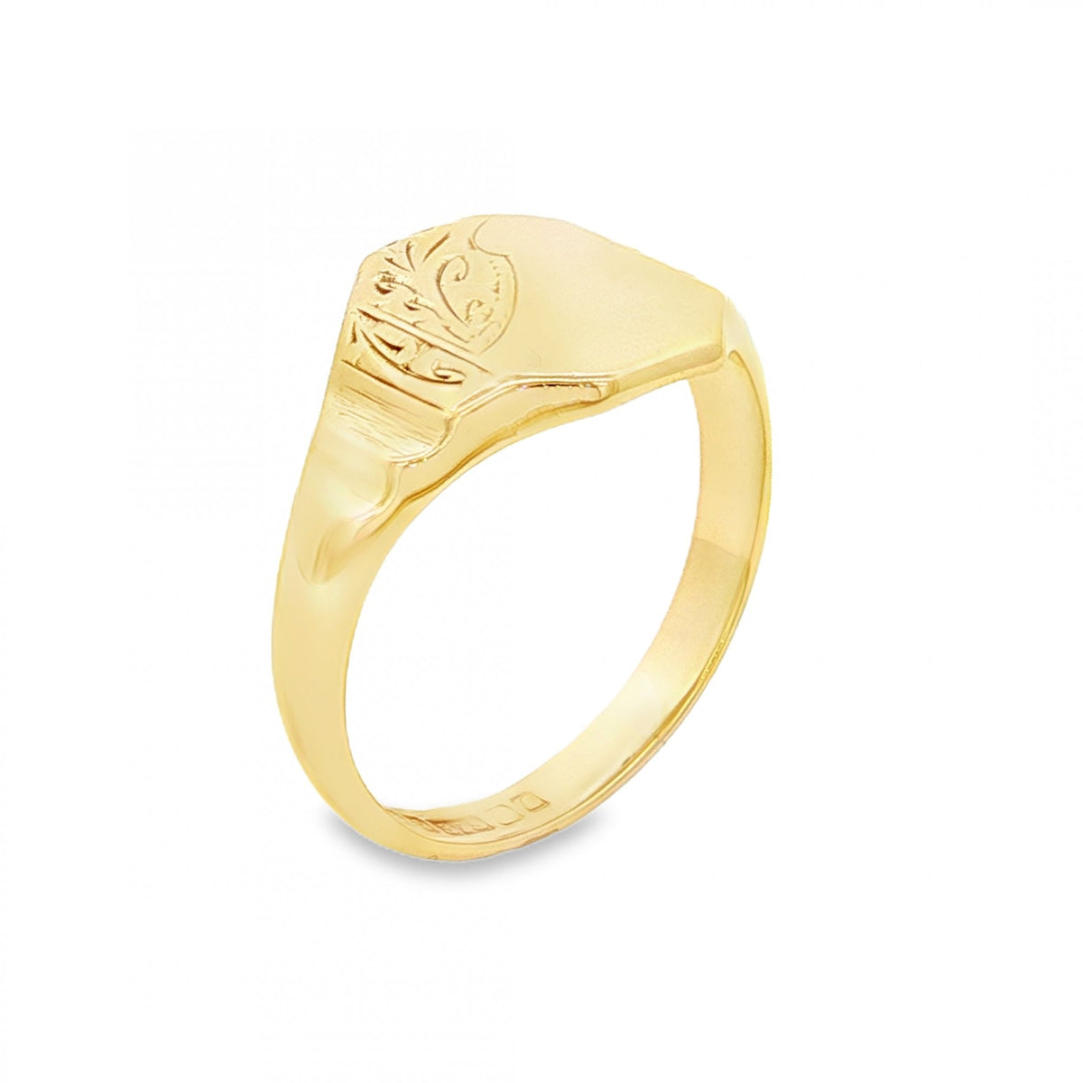 9ct Yellow Gold Octagonal Signet Ring - Size Q½ - 12mm