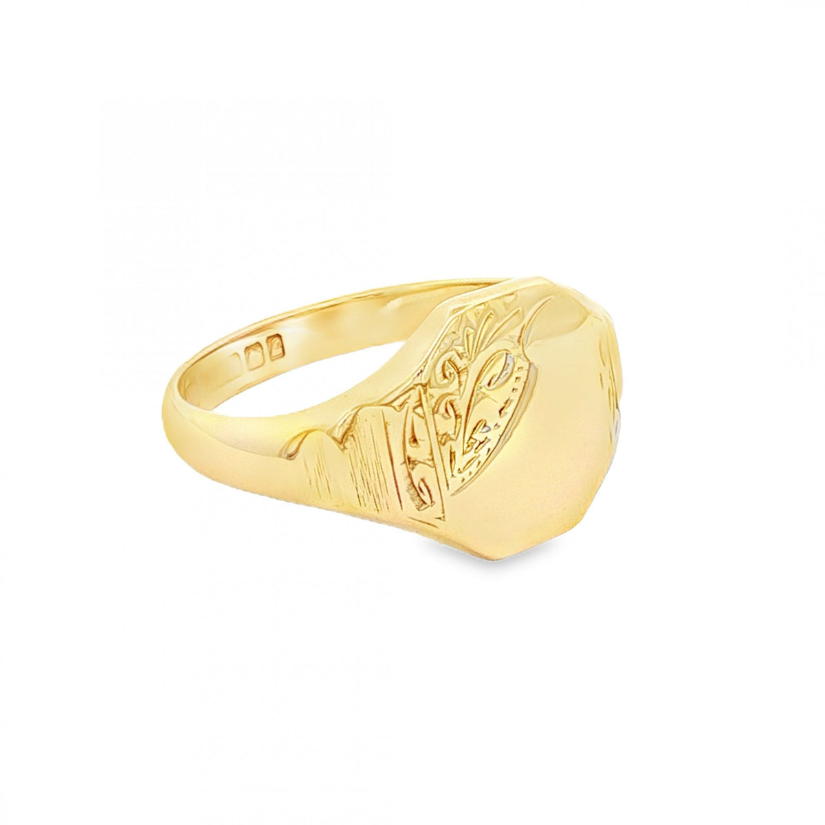 9ct Yellow Gold Octagonal Signet Ring - Size Q½ - 12mm