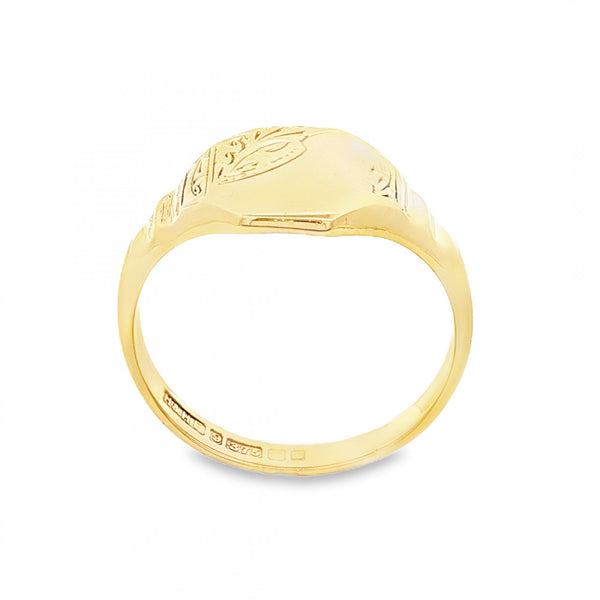 9ct Yellow Gold Octagonal Signet Ring - Size Q½ - 12mm