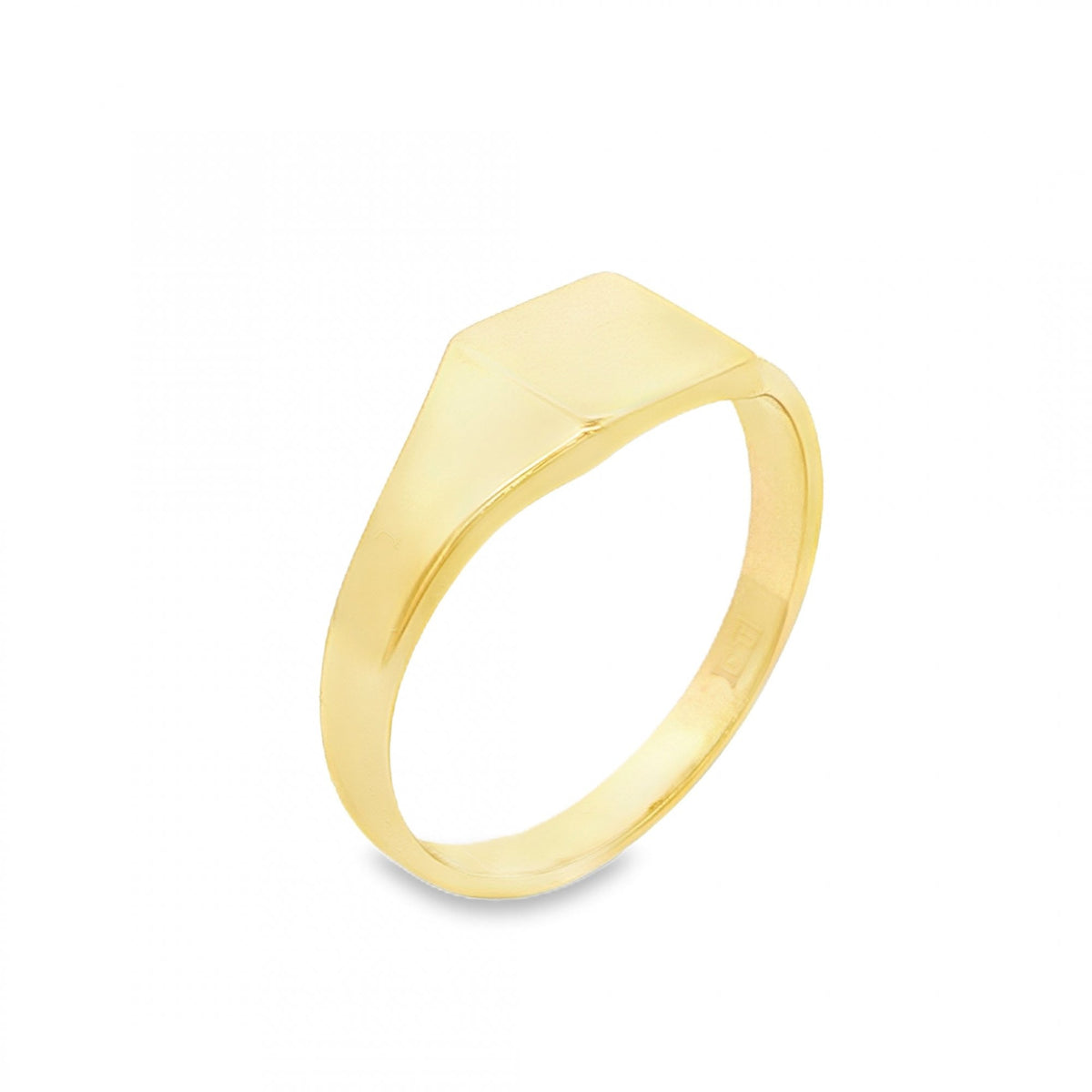 9ct Yellow Gold Square Signet Ring - Size P½ - 7mm