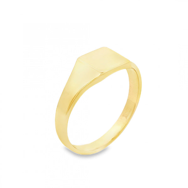 9ct Yellow Gold Square Signet Ring - Size P½ - 7mm