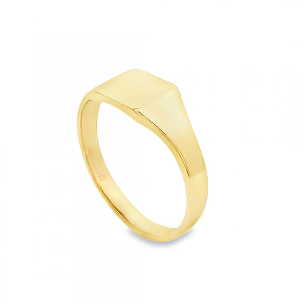 9ct Yellow Gold Square Signet Ring - Size P½ - 7mm