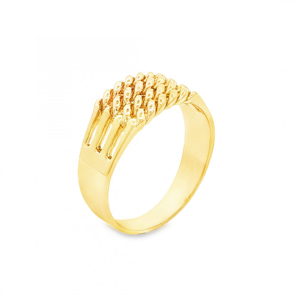 9ct Yellow Gold Four-Row Shot Ring - Size S½ - 9mm