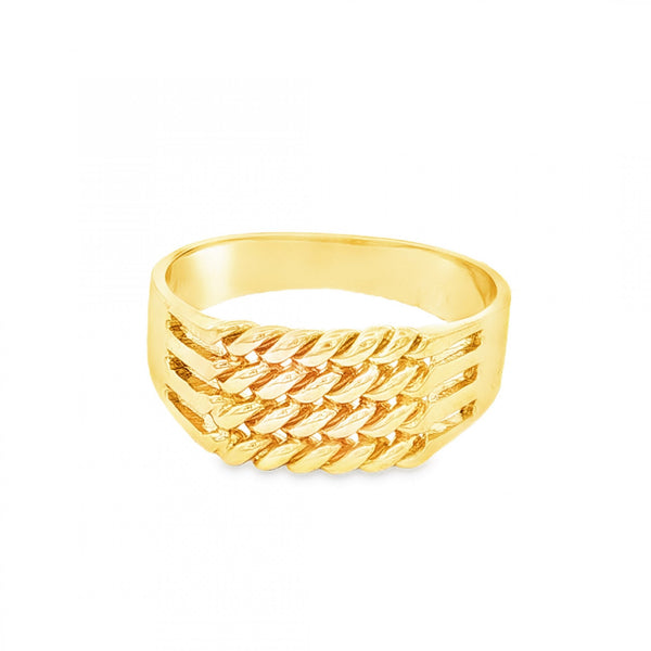9ct Yellow Gold Four-Row Shot Ring - Size S½ - 9mm