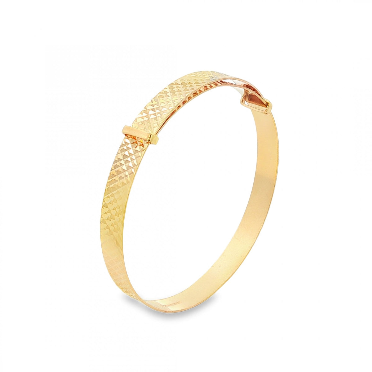 9ct Yellow Gold Diamond-Pattern Slider Bangle - 12.5-16cm - 3.0g