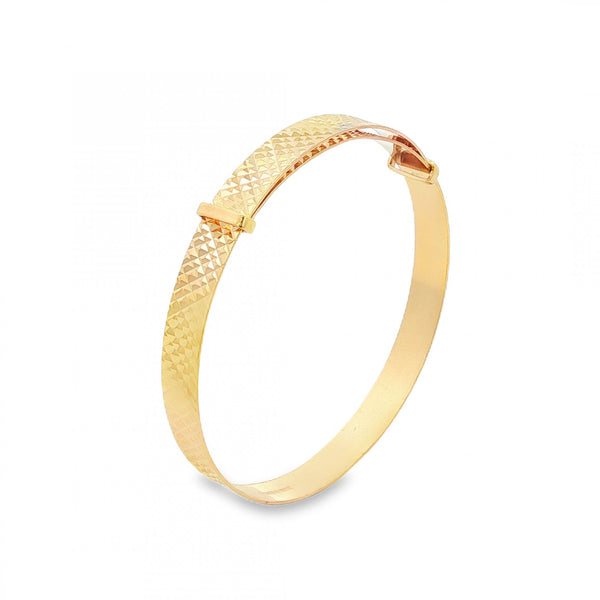 9ct Yellow Gold Diamond-Pattern Slider Bangle - 12.5-16cm - 3.0g
