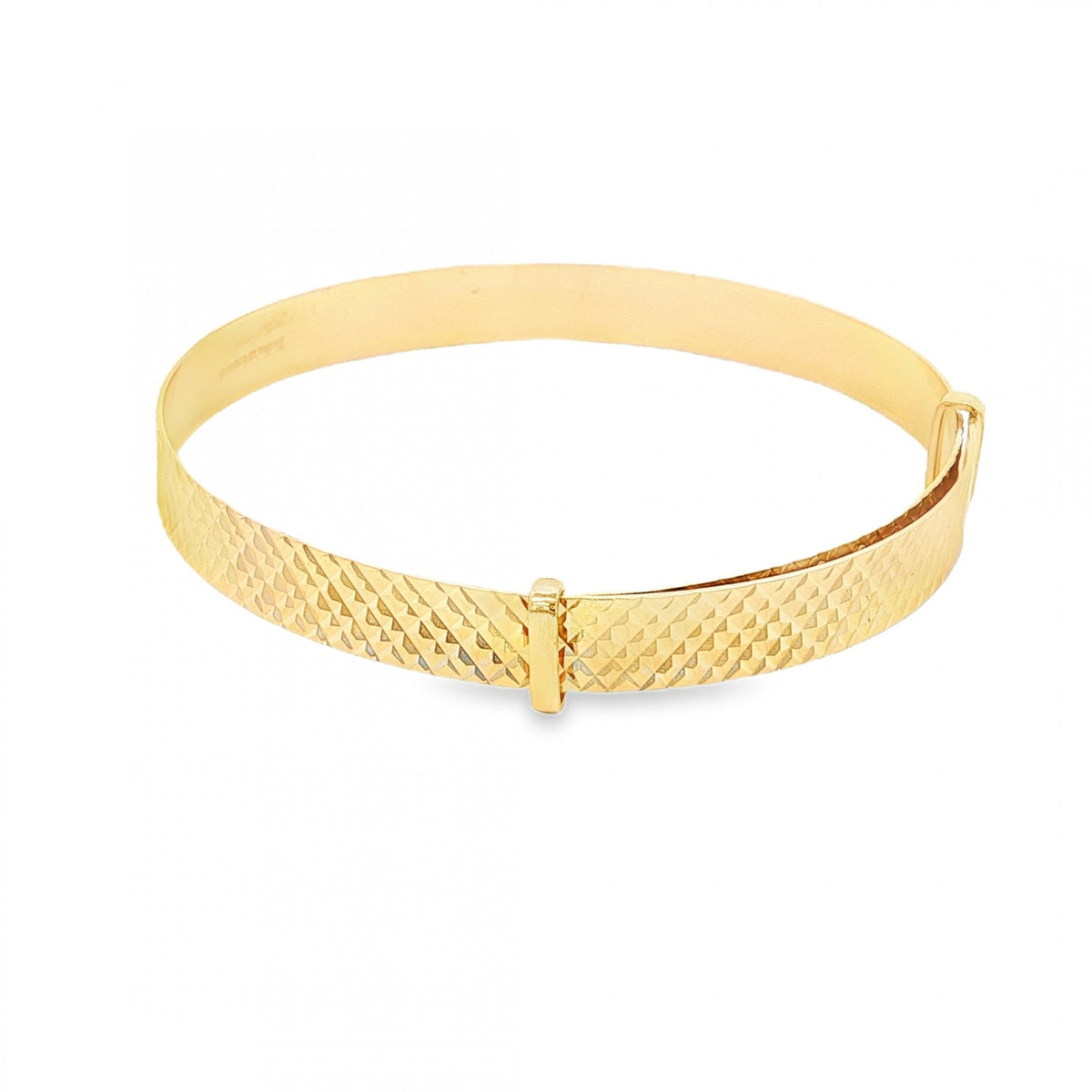 9ct Yellow Gold Diamond-Pattern Slider Bangle - 12.5-16cm - 3.0g
